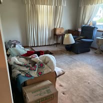 Ranch living room and bedrooms — cleanout photo